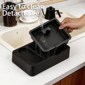 Easy-To-Clean Detachable Coffee Drip Tray, Large Capacity Italian Coffee Grounds Bin, Removable Inner Box, Non-Slip Base, Home & Commercial Use