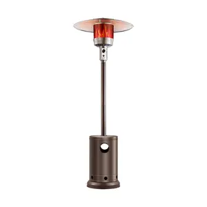 VEVOR Patio Heater for Outdoor Use, TikTokShopBlackFriday, 50000BTU Propane Heater Tall Hammered With Round Table Design, Metal Burner and Wheels, Fixed Outdoor Patio Flame Heater for Patio, Party, Backyard, Garden, Bronze