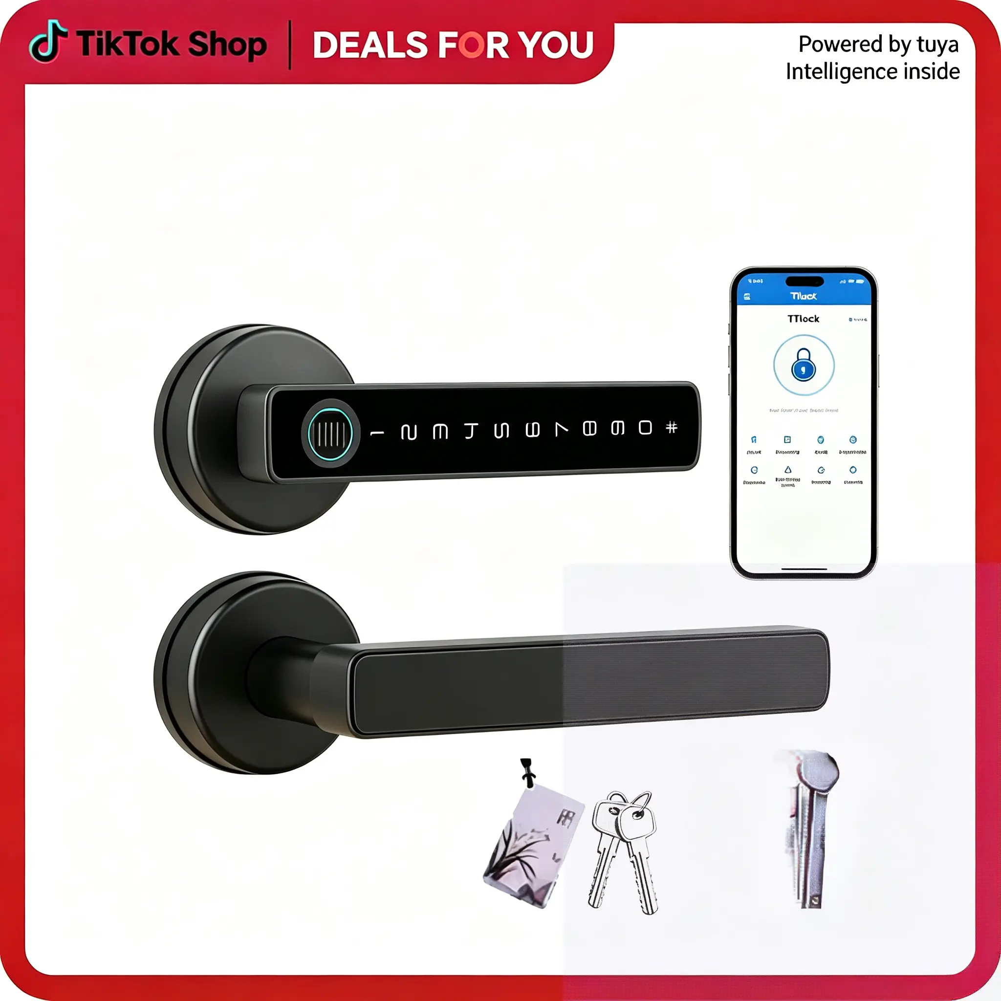 Smart Fingerprint Door Lock,Keyless Entry Handle,Biometric tech & App Control knob for Room,Garage,Office,Apartment,Local Data Storage