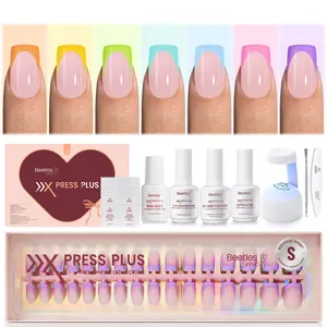 Beetles Summer X Press Plus Neon Press On Nails Tips, French Tip Soft gel nail tips Square Almond Shape Natural Acrylic Nail Tips for Effortless Beauty & DIY Manicures - Frenchtipnails  mothersdaygift Spring Nail Taste of Spring Summer Nail Vacation Nail