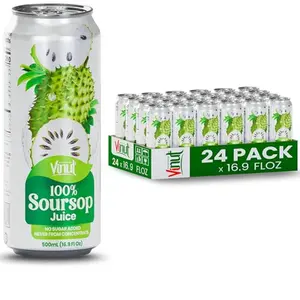 Vinut 100% Soursop Juice 6 Pack, 12 Pack & 24 Pack No Added Sugar Tropical Beverage 16.9 Fl Oz Pure Clean Premium Quality