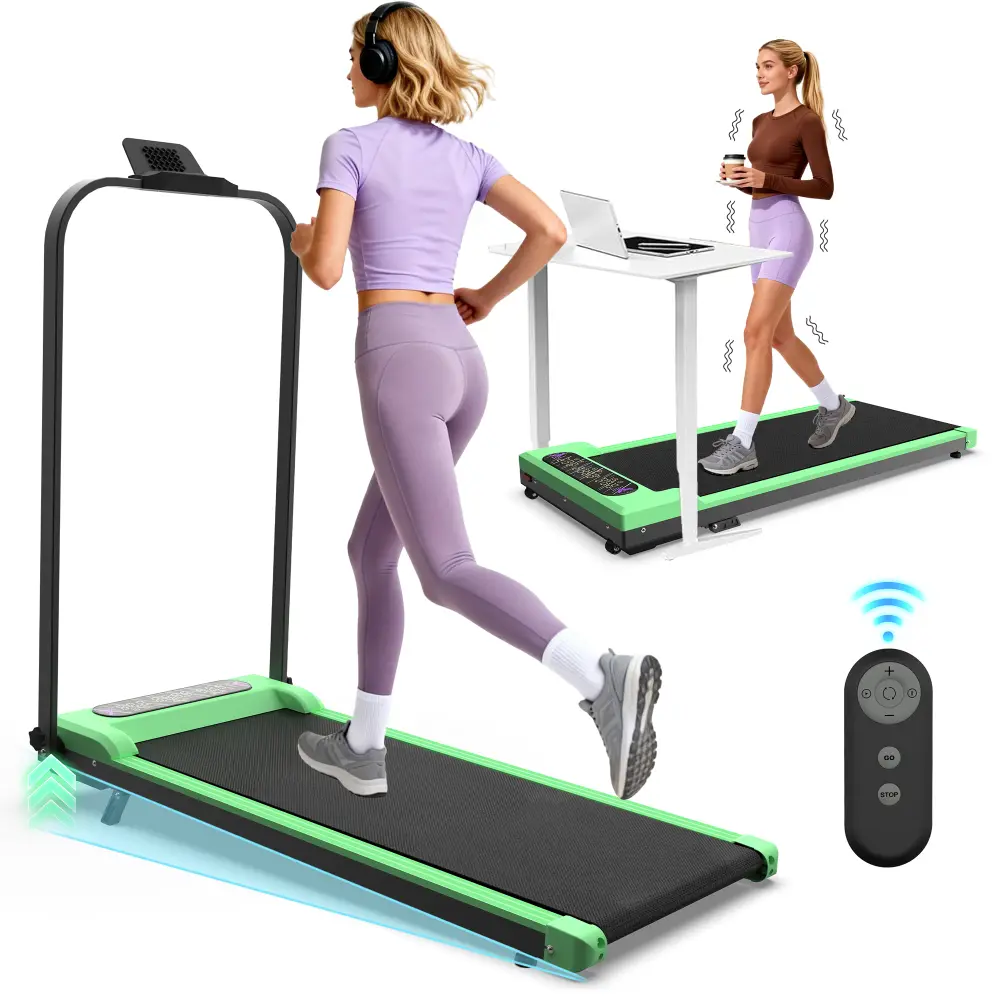 2-in-1 Folding Walking Treadmill with Handrail & Incline, Portable Multifunctional Under Desk Walking Pad with Remote Control, Compact Home Gym Portable Workout Equipment for Home & Office, Folding Walking Treadmills