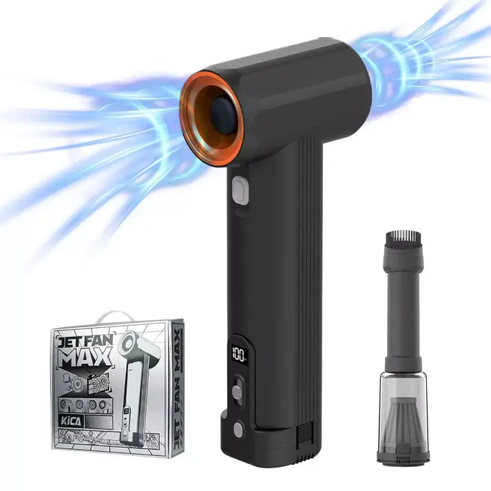 Jet Fan MAX - KiCA Jetfan Car Air Blower and Vacuum Turbo Fan,Electric Cordless Strong Blower 85000 RMP for Car Window Snow/Leaf Clearing,Dry Motocycle,Computer Dust Remove,Outdoots,Long Battery Life