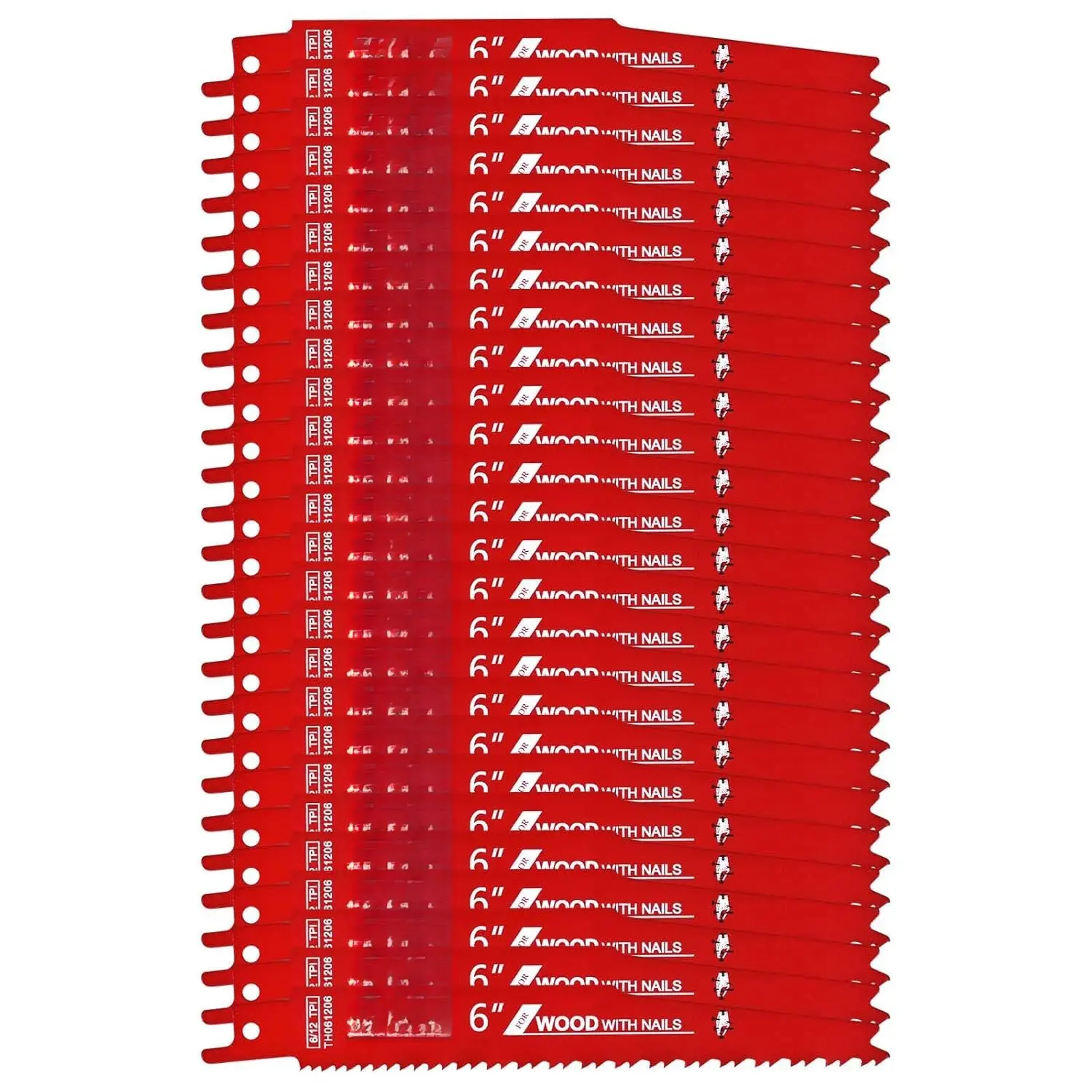 25 Pack 6 Inch 6/12 TPI Stud and  Bi-Metal Reciprocating Sawzall  - Ideal for  -Embedded , Metal, PVC, and More - Universal Fit with Storage Case
