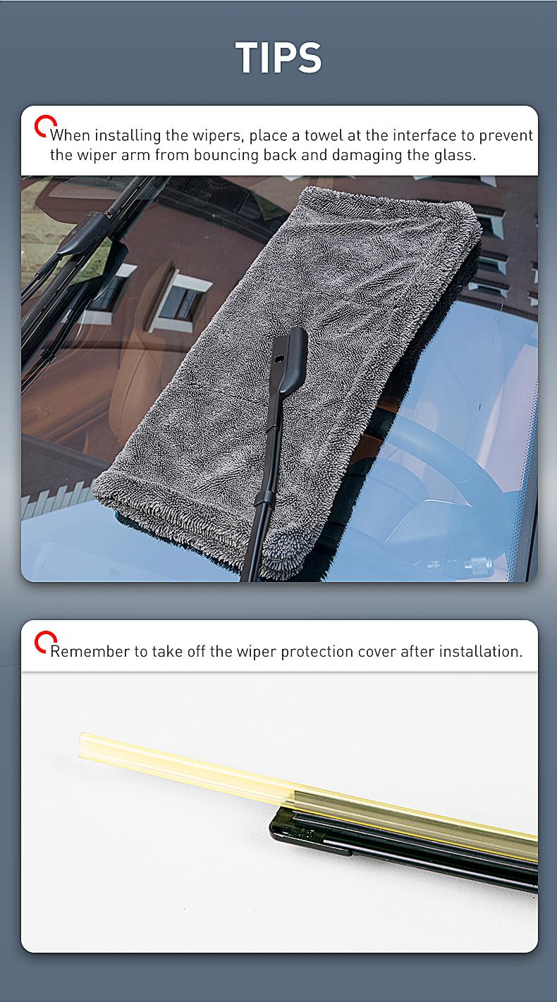 ITUTN Ultra Quiet Frameless Wipers Blades - OEM Quality, Streak-Free | 5 Adapters, Fits 99% Vehicles, All-Season universal quiet windshield wipers,Easy Install,Car Parts,Auto Parts