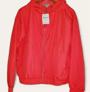 NWT-Forever 21 Cute Neon Hot Pink Packable Hooded Lightweight Medium Rain Jacket Waterproof