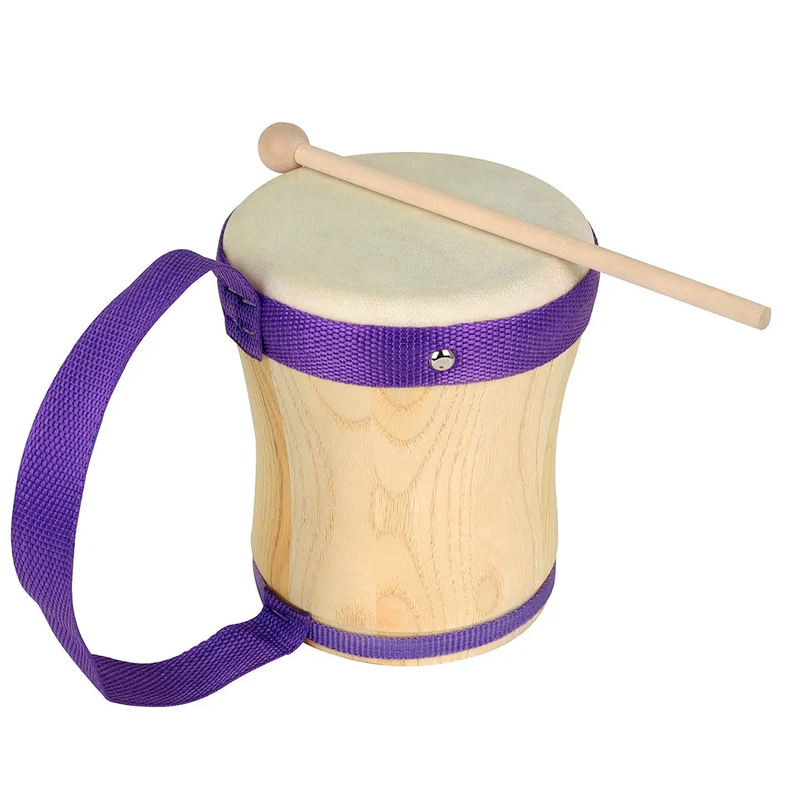 Orff Bongo Drum Percussion Instrument Wooden Leather Handheld Drum, Indian Drum, Musical Toy for Kids, Educational Music Tool