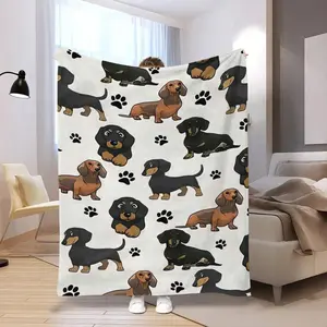 Dog Pattern Blanket, 1 Count Soft Comfortable Warm Throw, Air-conditioned Room Blanket, Warm Nap Blanket for Home & Office & Travel & Camping