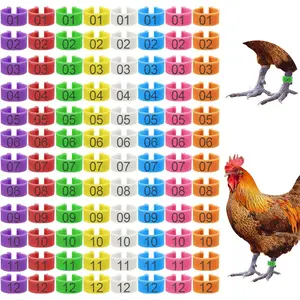 8 Color Chicken Leg Rings 96 Pcs, 16mm Colorful Numbered Chicken Identification Leg Bands Clip on Poultry Foot Rings Chicken Ankle Tags for Chicks Duck Bantam Guinea Pigeons Gamefowl