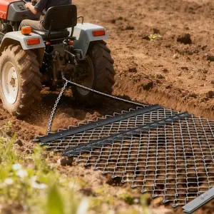 4FT x 5FT ATV Drag Chain Harrow,UTV Tractor Attachment, Chain Harrow for Landscape Leveling or Sod Prepping,Durable Harrow Rake for Farm Field,Black