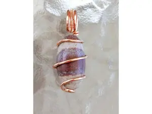 Shiva-Lingam Natural Gemstone Egg Copper Wire Wrap Jewelry Art Pendant-Rebirth by Abracadabra just like that