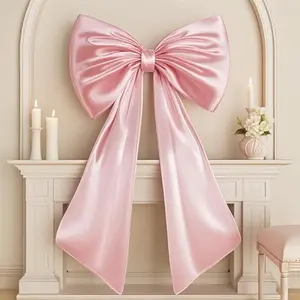 PLL Large Pink Bow for Coquette Room Decor, 40x24 In Satin Ribbon Tie Coquette Birthday Decorations, Giant Pastel Pink Hanging Wall Decor for Ballerina Girls Just Wanna Be One (Internal Stability Layer) modern living room Gift Fluffy crystal  lightGift