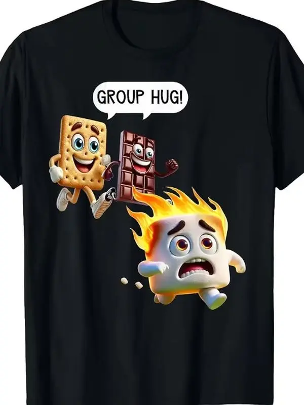 Fun Smores Group Embracing Clouds Novelty T-Shirt Men's Short Sleeve #SohoChic