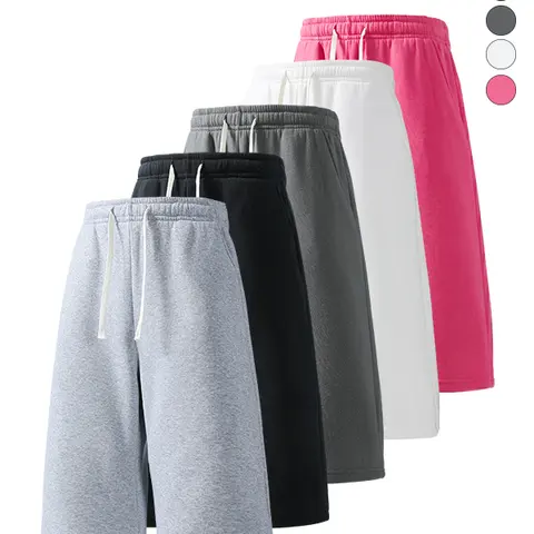 5-pack men’s casual athletic 7/8 pants with adjustable drawstring waist, loose straight cut, skin-friendly breathable fabric