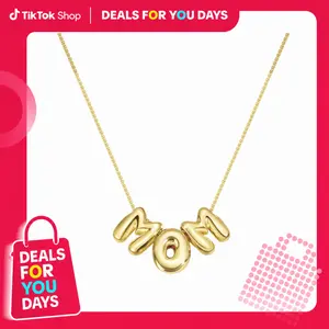 KissYan Mama Necklace for Women, 14K Gold Plated Bubble Mom Pendant Necklace for New Mum Wife, Fashion Jewelry Gift for Mother's Day DealsForYouDays