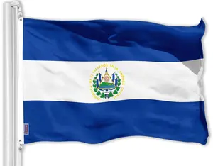 G128 El Salvador Salvadoran Flag | 3x5 Ft | Printed 150D Polyester - Indoor/Outdoor, Vibrant Colors, Brass Grommets, Quality Polyester, Much Thicker More Durable Than 100D 75D Polyester