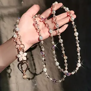 Elegant Long Phone Crossbody Strap, Phone Lanyard, Sparkling Beaded Chain for Women, Anti-Loss Mobile Accessory, Perfect Valentine's Day Gift, Phone Accessories