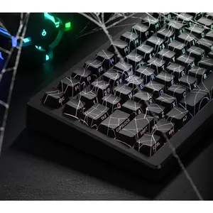 Black Spider Web Key caps Shine Through Keycap Set Side Printed Keyboard caps Cherry Profile Custom Key Board Key caps for  75% 65% 60% TKL  Layout Mechanical Keyboard