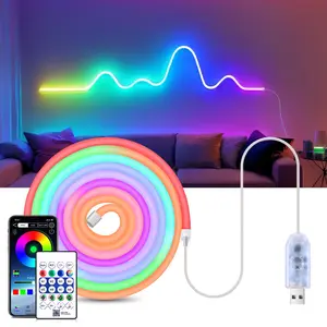 Rgbic USB LED Neon Strip Lights Waterproof, Remote Control and Bluetooth-compatible APP for Room Decor, Colorful Wall Lighting for Outdoor Decoration, Led Light Strips
