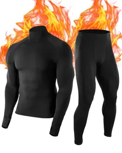 Roadbox Thermal Underwear for Men, Super Warm Fleece Lined Mens Winter Base Layer Set Running Compression Long Johns