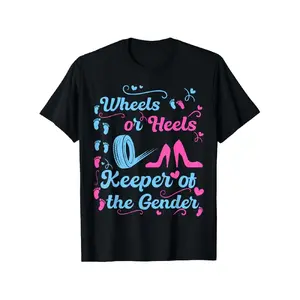 Wheels Or Heels Keeper Of The Gender Graphic Men's T - Shirt - Playful Baby Footprints Tire Heel Design, Casual Daily Party Wear for Men