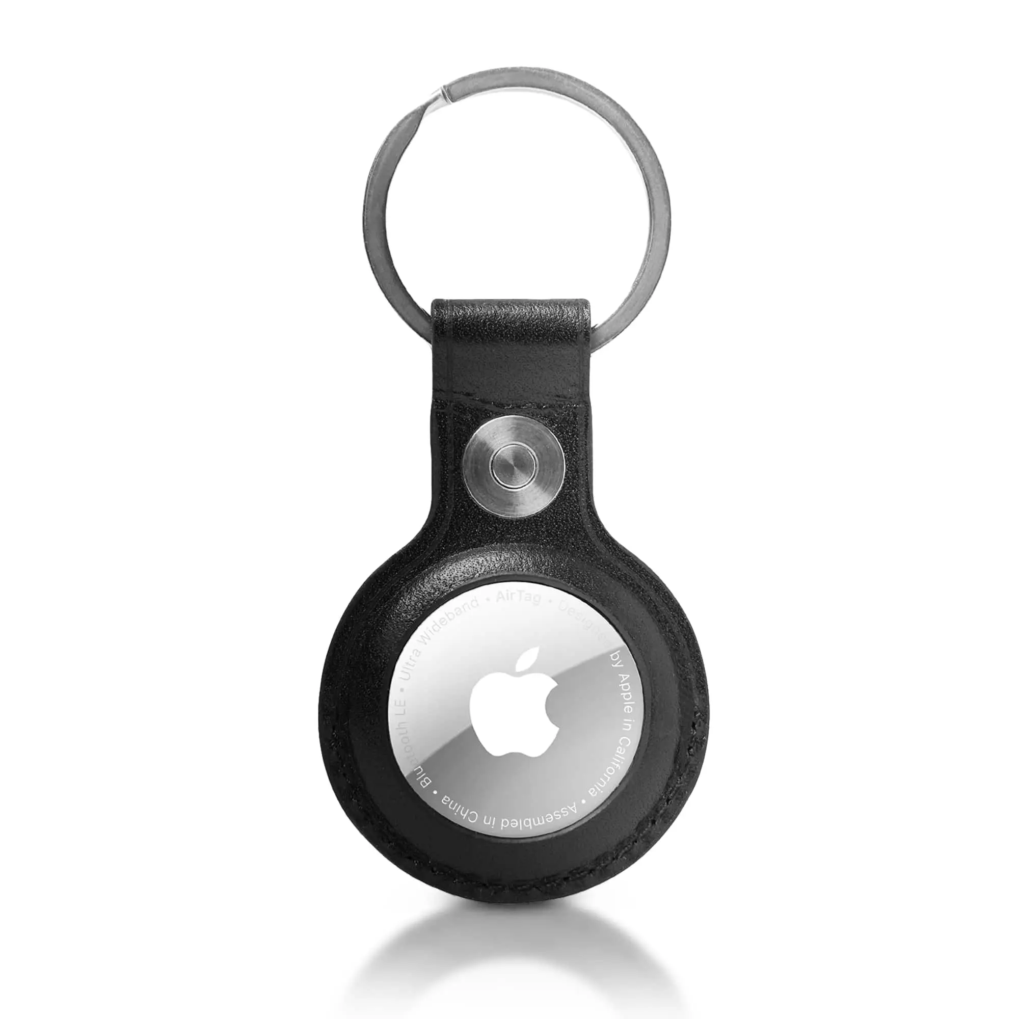 Genuine Leather Air Tag Holder - AirTag Keychain Ring Holder Protection Cover Compatible with New Apple Air Tag