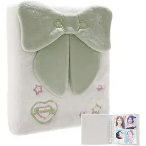 Cute Plush Photocard Binder with 20pcs Transparent Inner Pages A6 Kpop Photo Album Book Double-sided 4-Pocket Inside Pages 3-Inch Kpop Card Holder