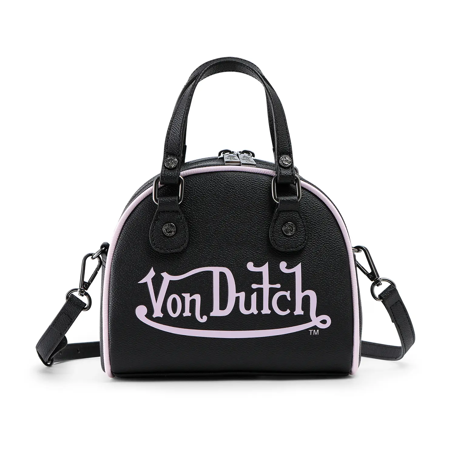 Von Dutch Black and Pink Two-Tone Bowling Bag