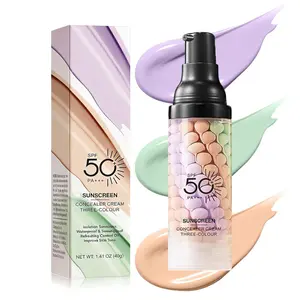 3-in-1 Color Correcting Primer SPF 50 +++ Sunscreen, One-Step Color Adjusting Primer, Pore Blurring and Brightening Base Makeup, Oil Control and Moisturizing, Skin Tone Correction, Skin Brightening, Springtime Colorful Mother's Day Gift