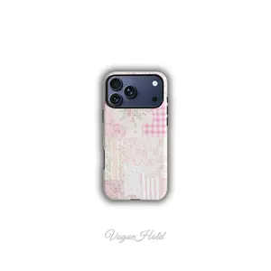 1PC Coquette Pink Floral Patchwork Phone Case for iPhone 17 Pro Max 16 15 Plus 14 13 12 11 XS Max 7 8 Plus / iPhone 17 Pro Max Cases Girls /Full Camera Protection Durable Shabby Chic Phone Cover