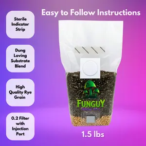 All-in-One Mushroom Growing Kit Bag Grow Dung Loving Substrate Rye Grain How To -FunGuy Grow Kits