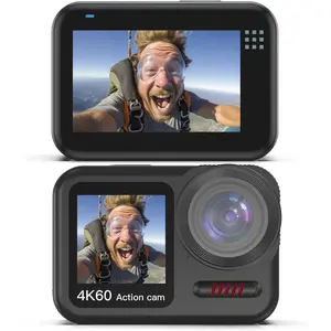 4K 60FPS  Action Camera,Bare Metal 66FT Underwater Camera,2"  Dual Screen  6-Axis Stabilization,2  Internal Microphone Vlog Camera for Diving Cycling Outdoor