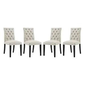 Modway Duchess Dining Chair Fabric Set of 4 in Beige