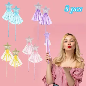 8 Pcs Magic Wand Props Photo Booth Props Party Decoration Supplies Glitter Wand Party Favors Costume Props Suitable for Wedding Gifts Fairy Magical