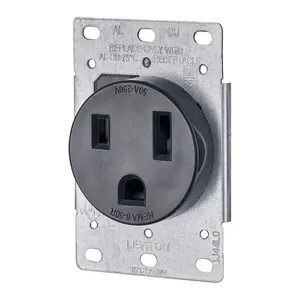 Leviton  50A 250V 2-Pole Flush Mount Shallow Single Outlet Black