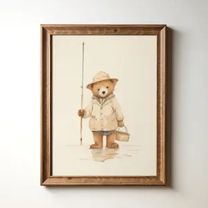Teddy Bear Fishing Nursery Decor Fisherman Kids Room Fishing Art Nursery Teddy Bear Print Kids Room Gone Fishing Nursery by Bespoke Littles D