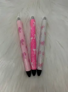 Glitter Bow Epoxy Pink Pens