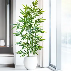 120-240cm/94.48in Artificial Green Bamboo Leaves, Fake Branch Plants, Houseplants, Tropical House Plant, Suitable for Home, Commercial Office Decoration