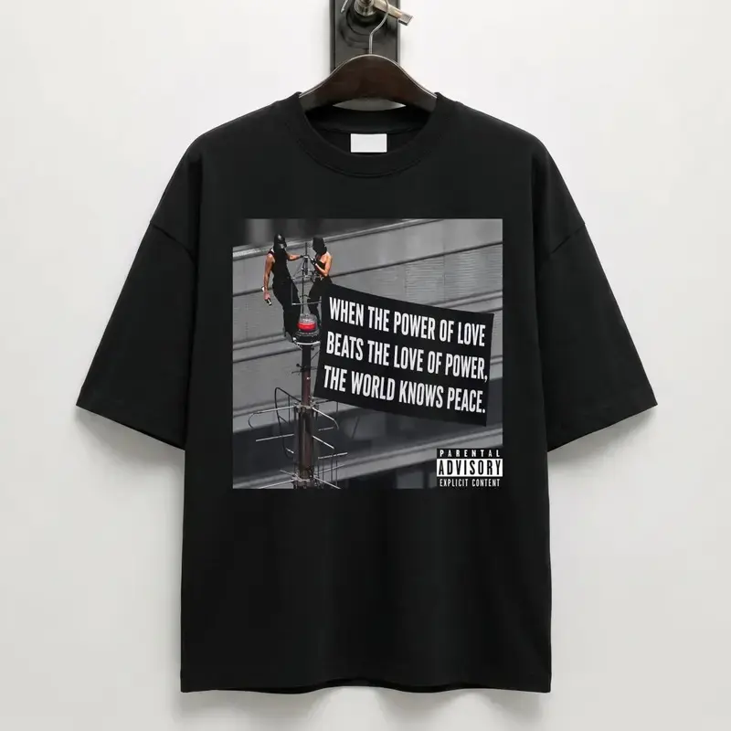 When the Power of Love Beats the Love of Power Graphic Tee, Love Peace Quote Shirt