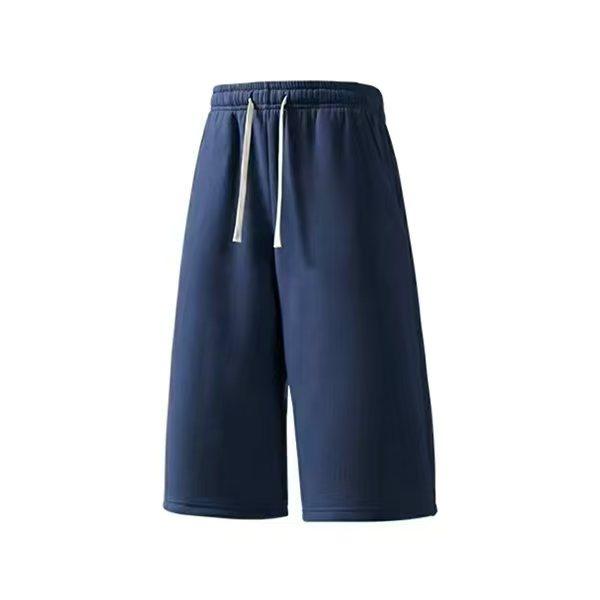 Men’s Plain Stylish 3/4 Solid-Color Athletic Casual Shorts with Belt and Pockets, Breathable Summer Menswear