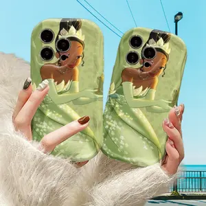 Phone Case Featuring  Princess Tiana in a Stylish Green Dress with a Frog, Compatible with for Apple 17 Air 16, 15, 14, 13, 12, 11, And 17 Air Pro Max. an Excellent Choice for Holiday Gifts, Perfect for Occasions Like Halloween