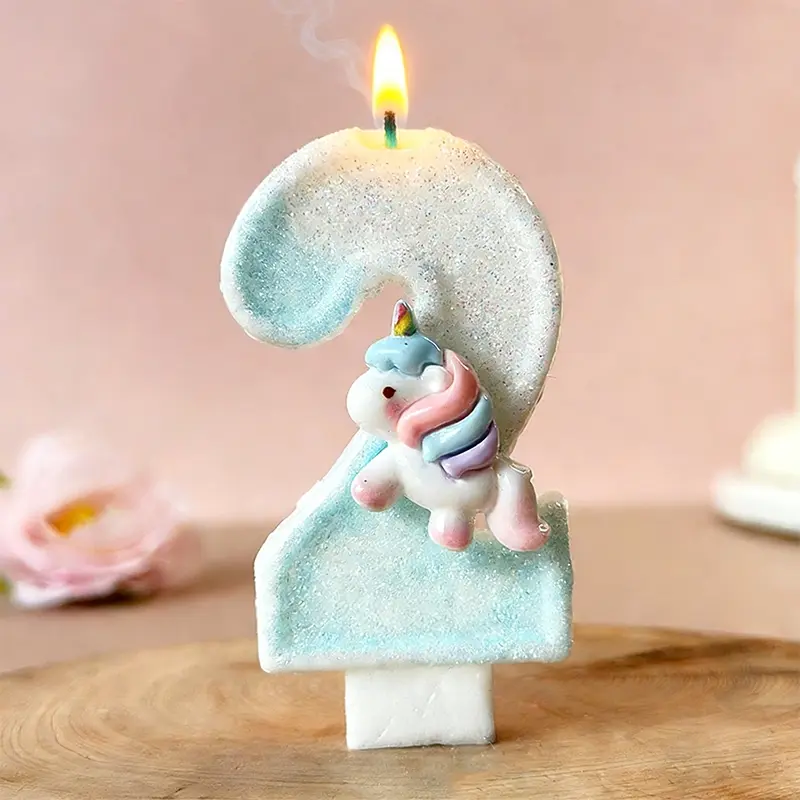 Colorful Unicorn-Themed Number Birthday Candle, Perfect for Party Cake Decoration, Ideal for Unicorn-Theme & DIY Cake Decorating, Birthday Cake Decorations