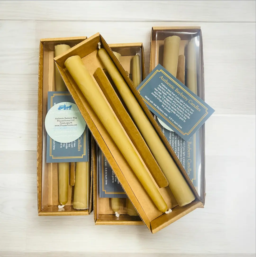Bayberry Candles Authentic Myrtle Wax Natural Hand Poured light aroma scented | Colonial home decor decoration Traditional Christmas & New Years Gift