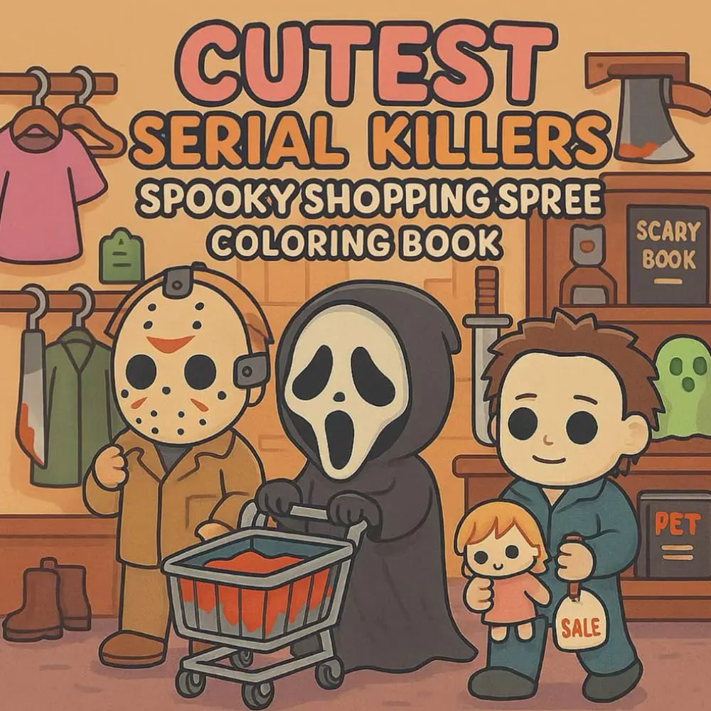 Cutest Serial Killers: Spooky Shopping Spree Coloring Book: A Funny and Adorable Halloween Horror-Themed | Darkly Cute Coloring Pages for Adults and Teens (Cutest Serial Killers Coloring Book)