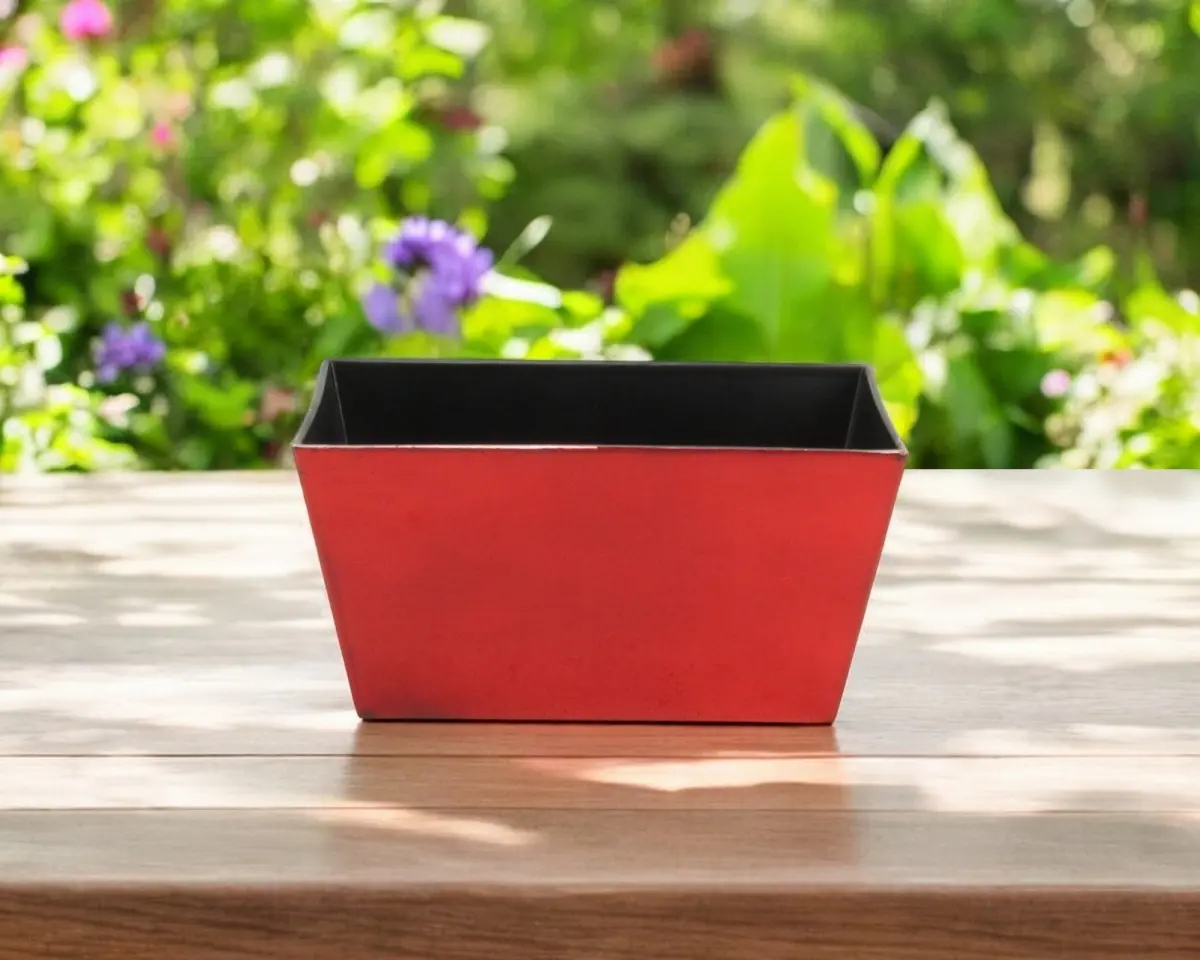 Red Recycled Plastic Rectangular Planter Box - 8 in. - Indoor/Outdoor Use - Durable Design