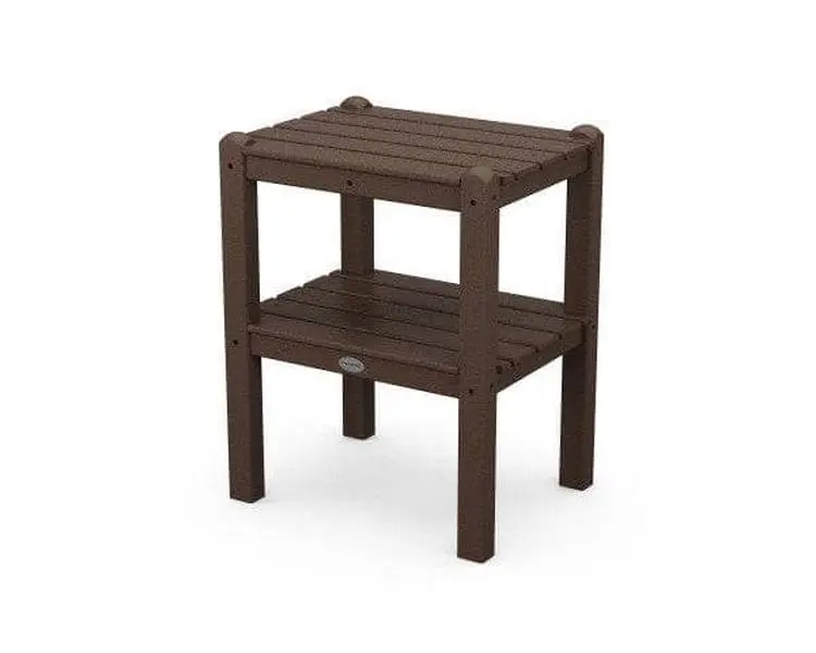 POLYWOOD Two Shelf Side Table in Mahogany