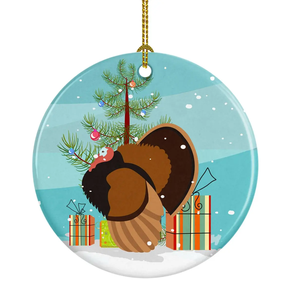 Bronze Turkey Christmas Ceramic Ornament
