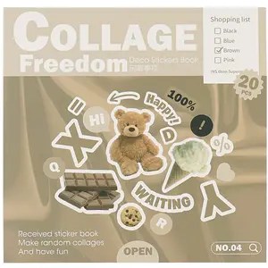 Brownish Style Sticker Book (20 Sheets), Cute Teddy Bear Chocolate Food Stickers, Handmade Journal Phone Case Decoration Material