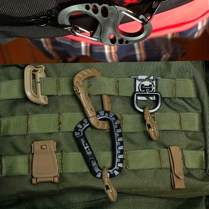 10pcs/set Small Tactical Backpack Lightweight Double Headed S Hook, Outdoor Lightweight Hook, Mountaineering Backpack Hanging Buckle Keychain, Camping Hook, Home Storage Hook