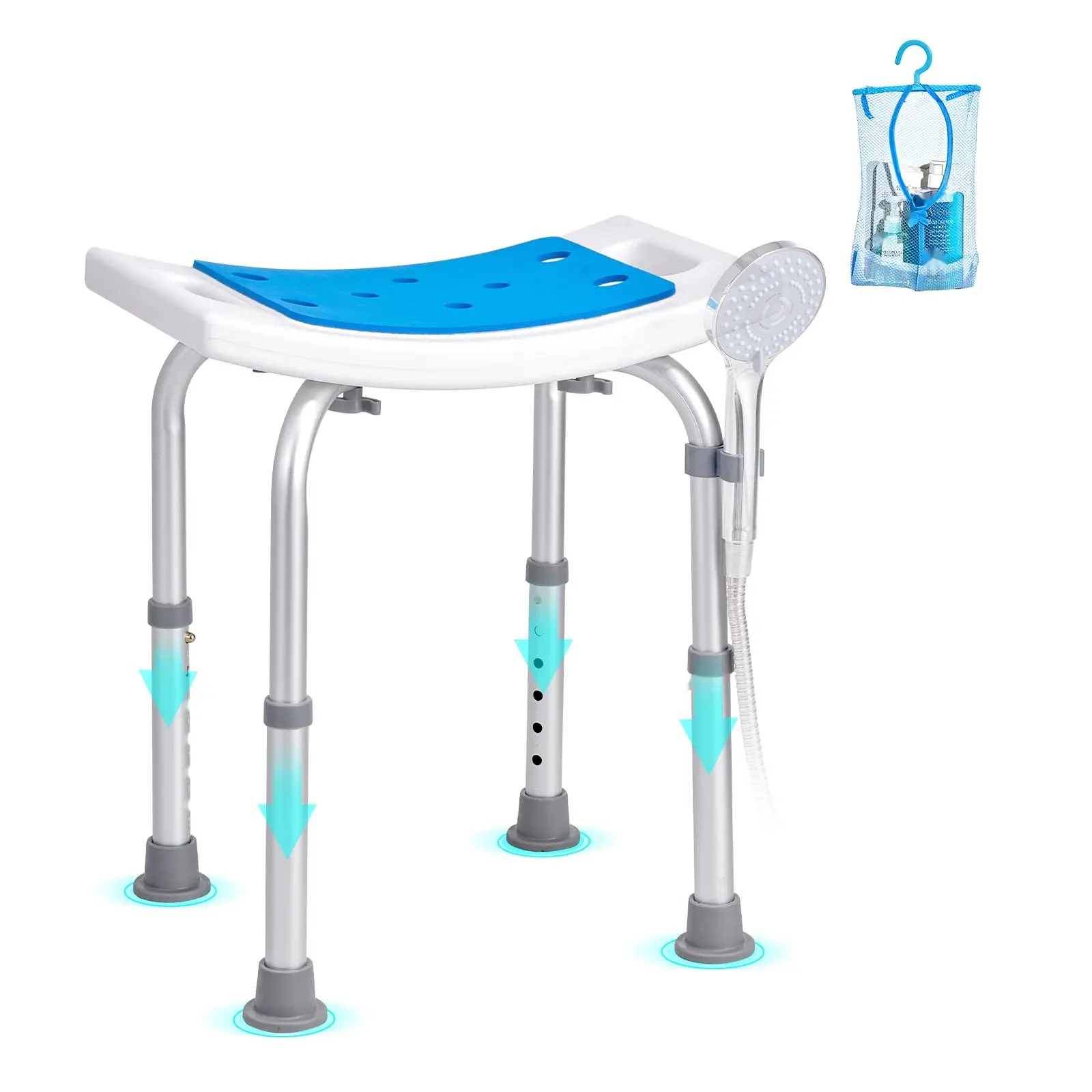 Shower Chair With Adjustable Height, Non-Slip Bath Seat For Inside Shower Or Tub, Comfortable Bathtub Bench Stool For Elderly And Disabled, Handicap Accessible Design, 350 LBS Weight Capacity, Easy Assembly